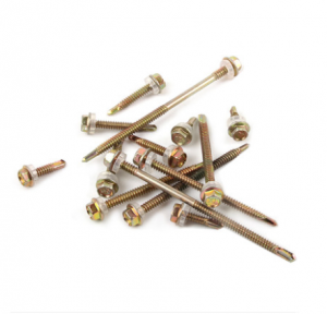 wholesale white and yellow hexagonal self drilling screws and PVC washer fob tianjin carbon steel