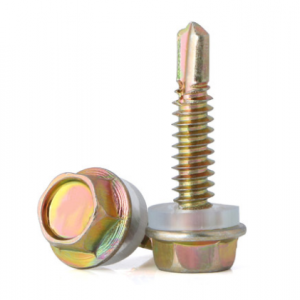 high quality electro-galvanized white and yellow hexagonal roofing screws and PVC washer fob tianjin