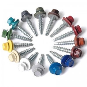 Paint process hex washer head self drilling screws white zinc and epdm washer roofing screws