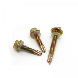 yellow zinc hex flange head self drilling screws with pvc washer