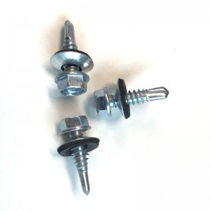 Hexagon head self-drilling screws with epdm bonded washer zinc plated