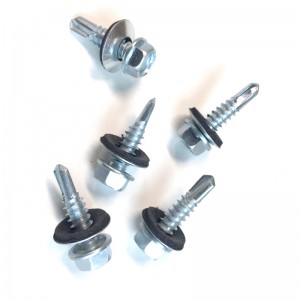 Hexagon head self-drilling screws with epdm bonded washer zinc plated