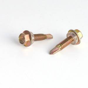 Yellow zinc self drilling roofing screw with pvc washer
