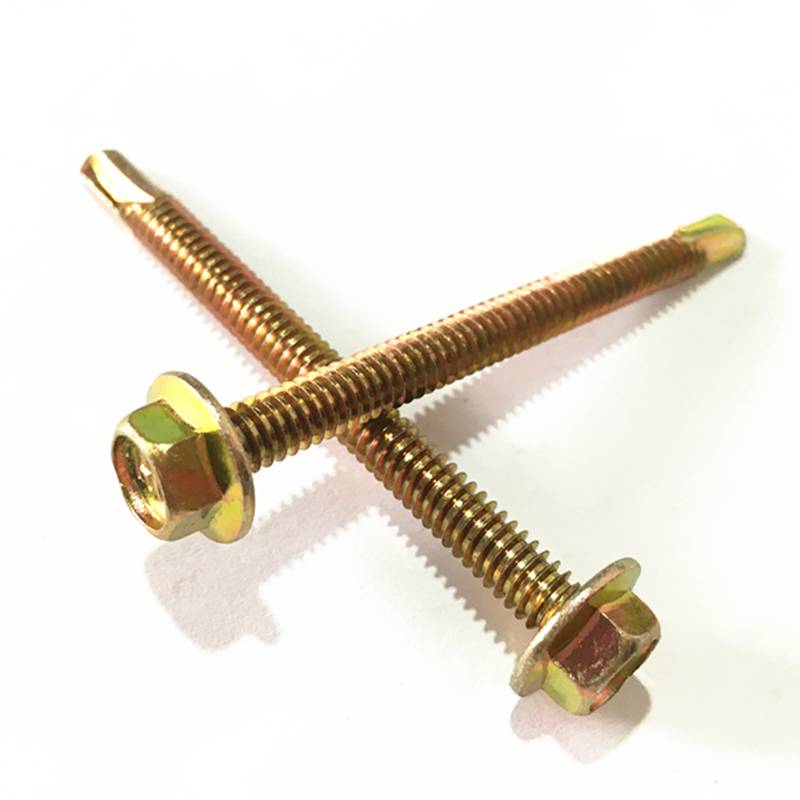 Factory Supply Blue Whte Zinc Plated Self Drilling Screw - Hardware yellow zinc plated hex head self drilling screws – Shuangzi