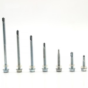 hex flange head self drilling screws white zinc with black pvc washer