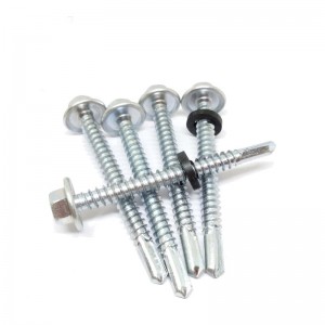 hexagonal self drilling screws zinc plated with pvc washer 4.8/5.5/6.3*25 mm