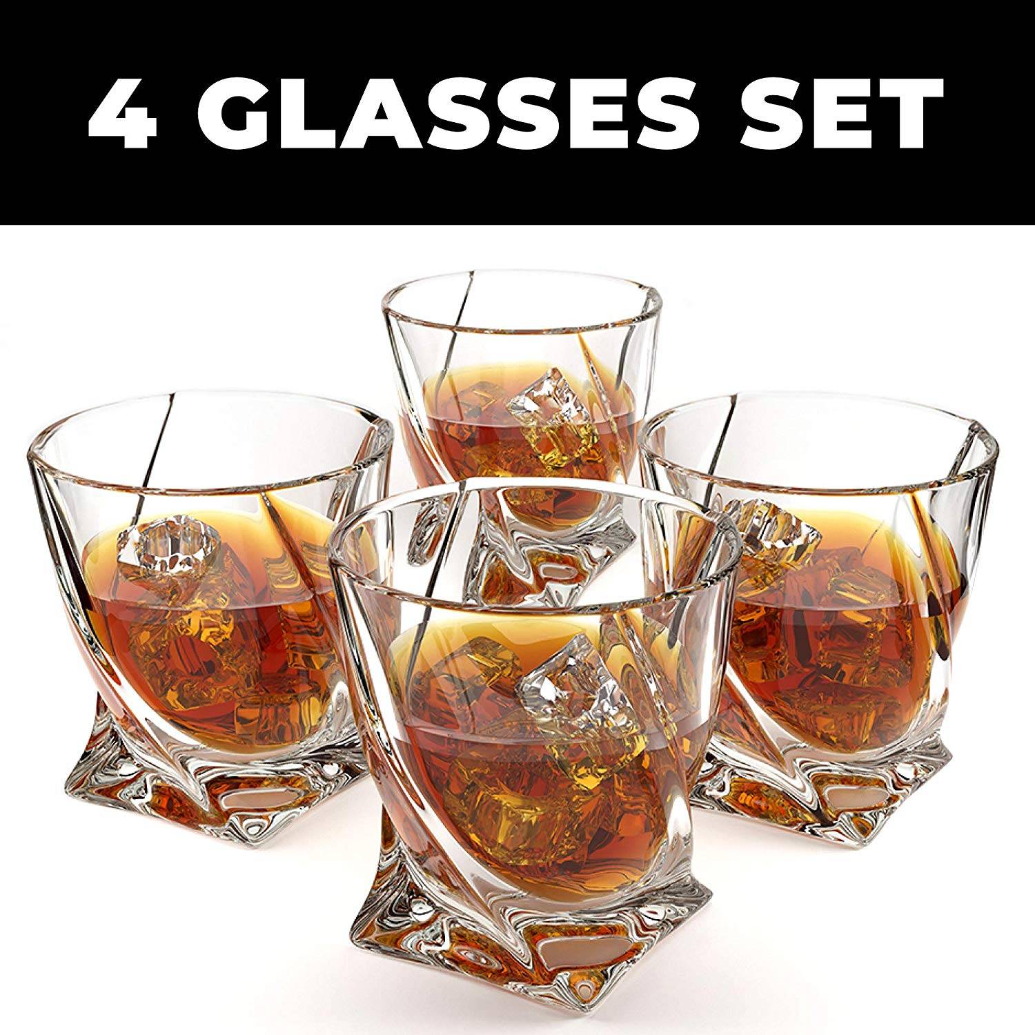 China Crystal Whiskey Glass Set Of 4 Premium Lead Free Crystal Glasses Twist Tasting