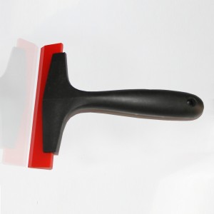 Polyurethane red clean squeegee with black short plastic handle