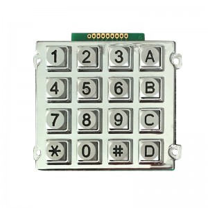 Rugged 16 keys 4×4 Matrix array Zinc Alloy keypad for self-service fuel dispenser-B512