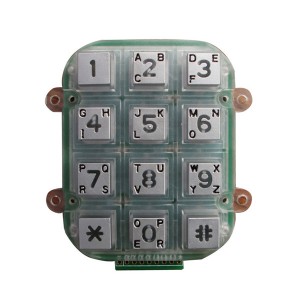 IP65 anti-vandal waterproof outdoor 12 keys numeric industrial custom keypad for access security-B662