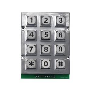 Panel Mount 12 Keys Metal Mechanical Keyboard Zinc Alloy IP65 For Access Entry Kiosk B665