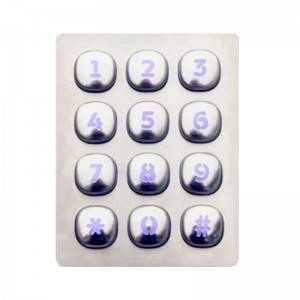 3×4 12 round buttons numeric industrial stainless steel keypad B803