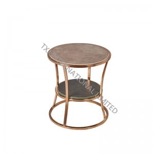 LARGO Keramik Coffee Table Dengan Gloden chrome Bingkai