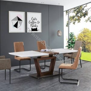 Special Design for China Modern Factory Extension Dining Table Metal MDF Furniture