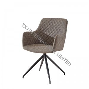 TC-1709 Vintage PU Dining Chair Armchair With Black Legs