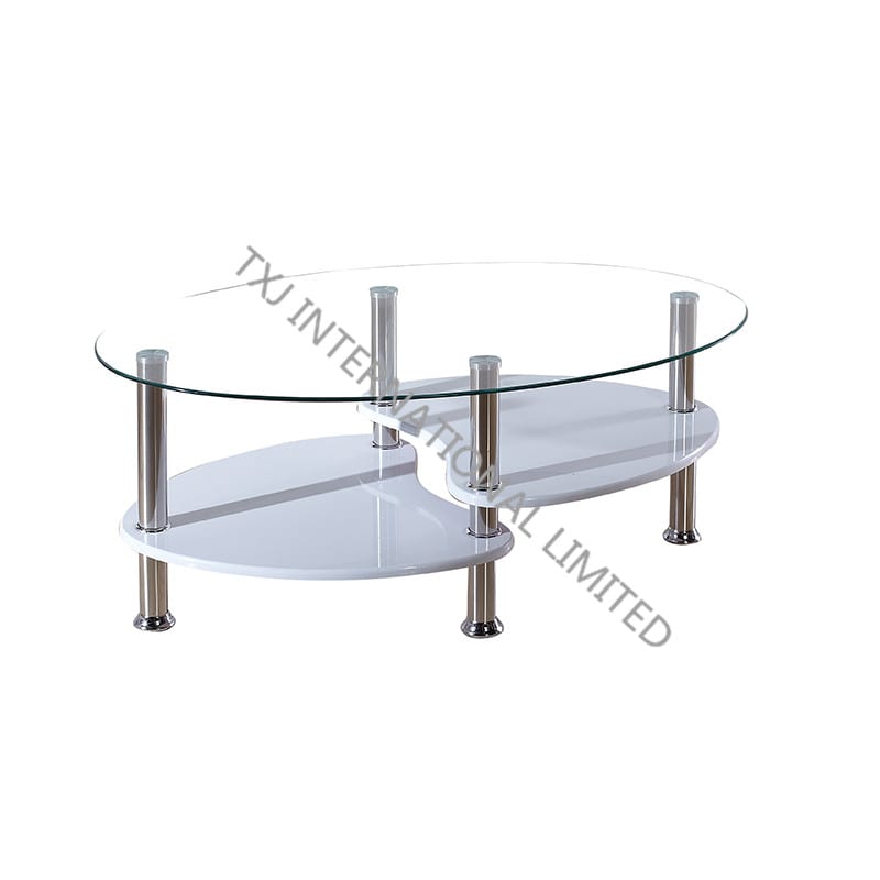 TT-1007 Tempered Glass Coffee Table With Stainless Steel Frame Featured Image