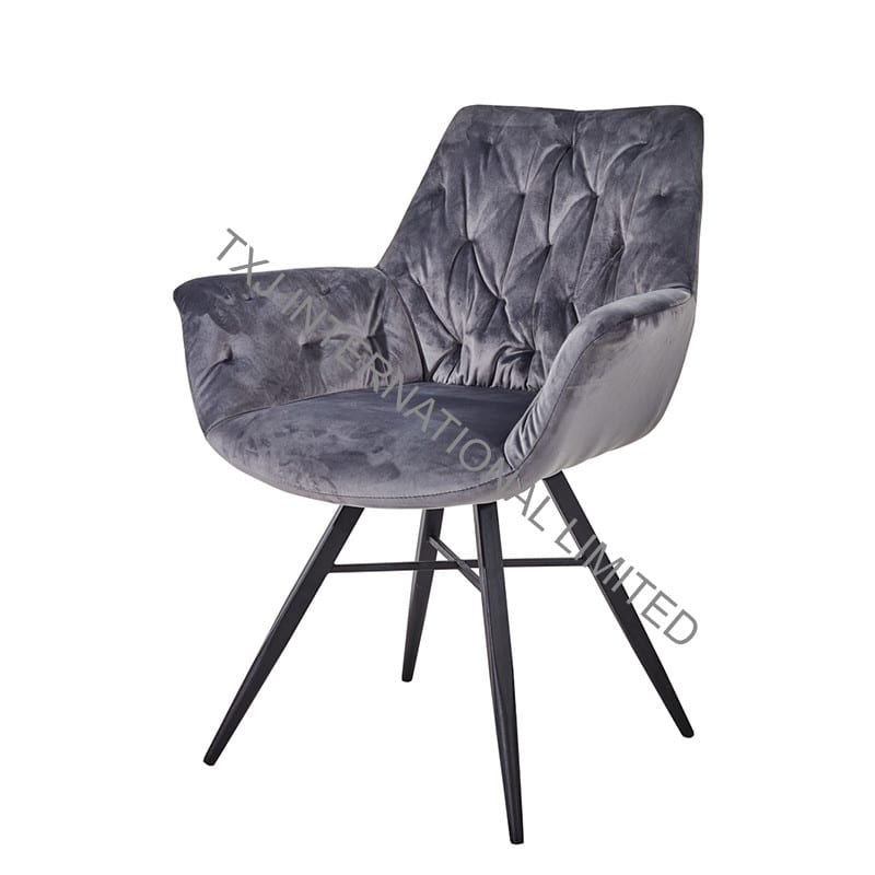 TC-1859 Velvet Dining Arm Chair With Black Legs Featured Image