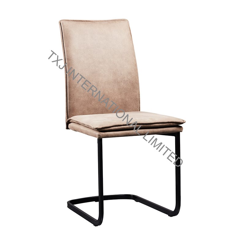2017 Good Quality Glass Top Wedding Table - TC-1845 Vintage PU Dining Chair With Black Powder Coating Legs – TXJ