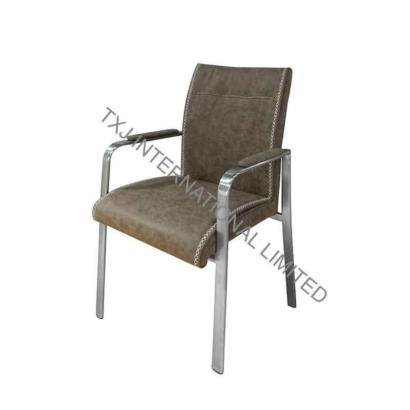 ALISA-4 Fabric Dining Chair Armchair With Brushed Stainless Steel Tube Featured Image