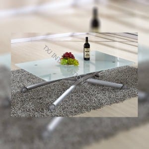 TD-1457 Tempered Glass With White Painting Dining Table