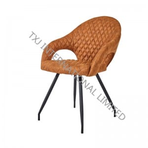 TC-1861 Vintage Fabric Dining Chair With Black Powder Coating Legs