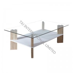 BT-1406A Tempered Glass Coffee Table With MDF Leg