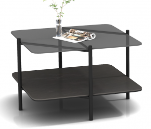 TT-2271 coffee table black glass with metal leg...