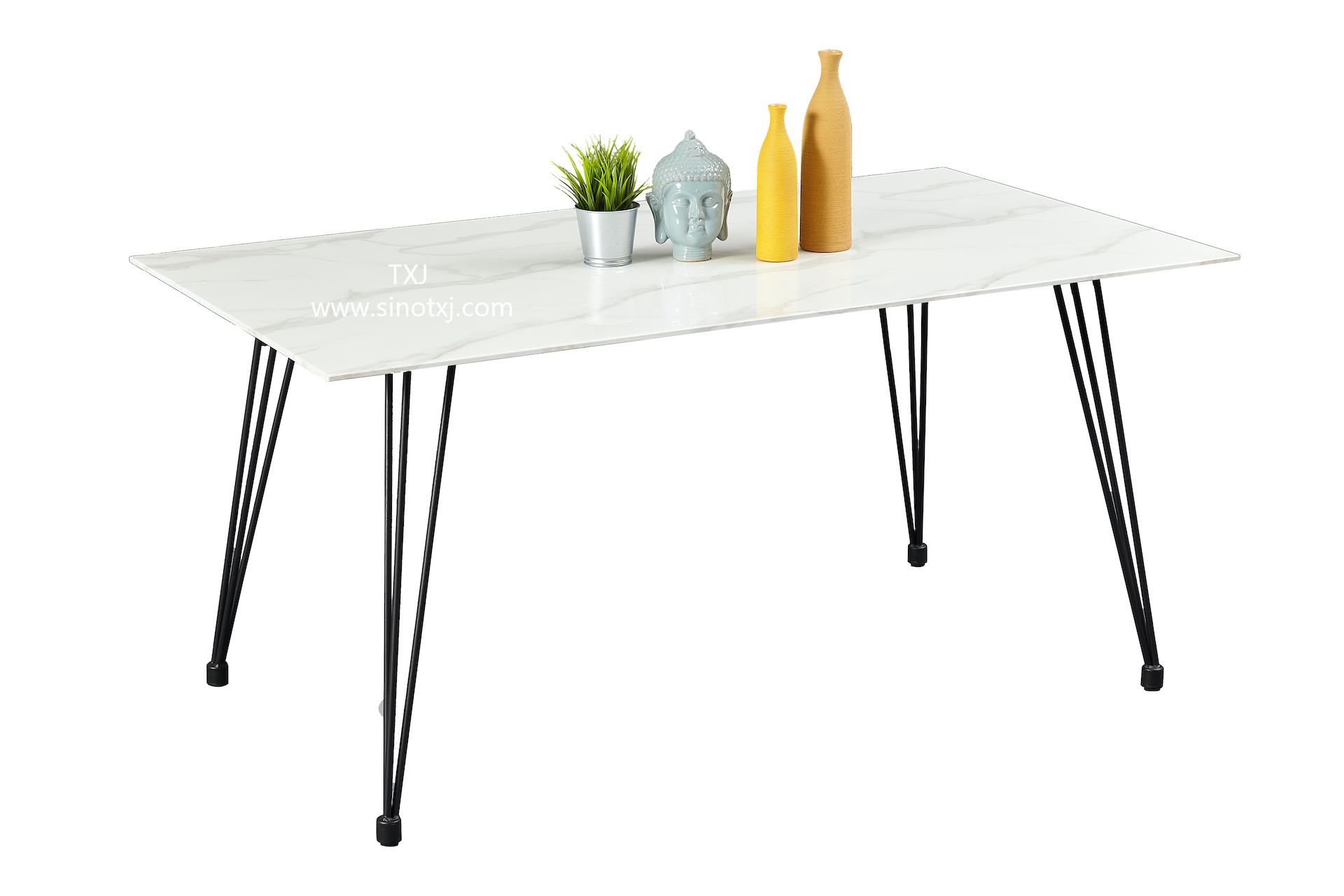 TXJ Marble-looking Tempered glass Dining table TD-2081 Featured Image