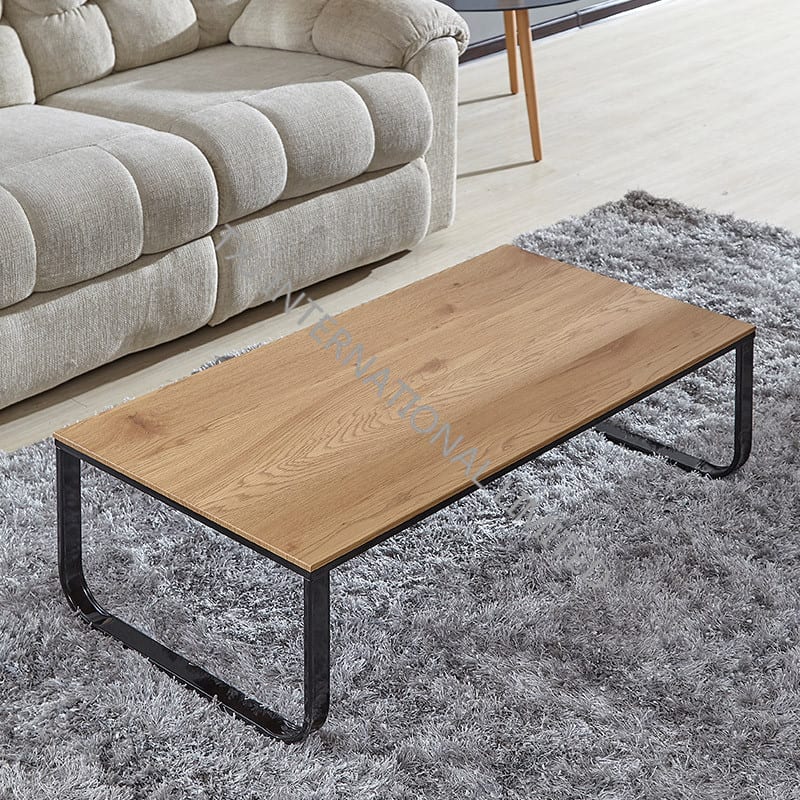 BT-1737 MDF Coffee Table With Oak Paper Veneer Metal Leg Featured Image