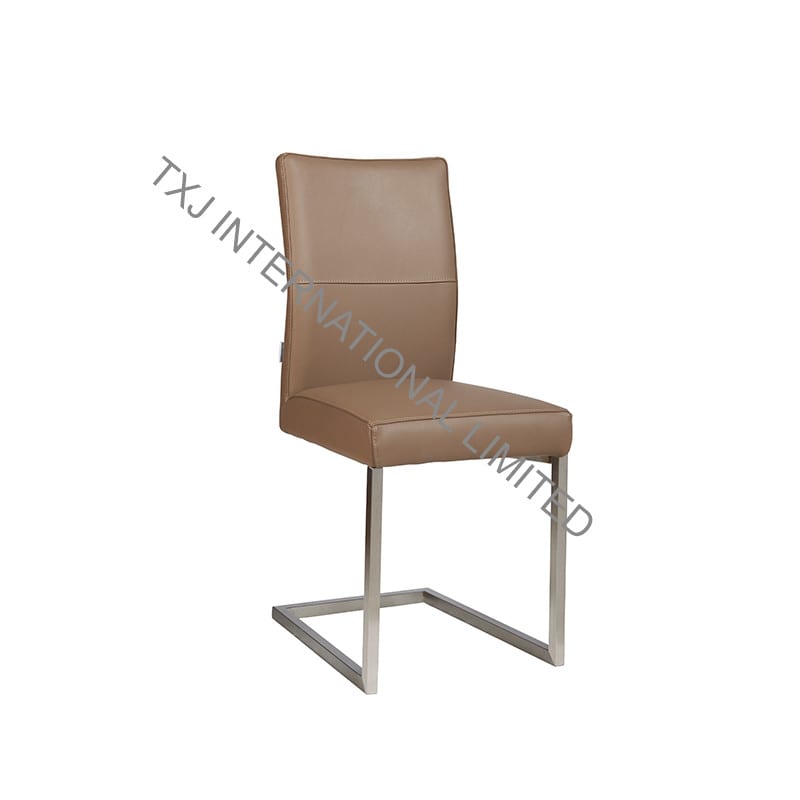 TORONTO Split Leather Dining Chair With Brushed Stainless Steel Frame Featured Image