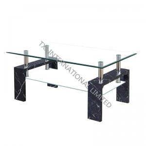 FOCUS-MARBEL Tempered Glass Coffee Table With MDF Frame