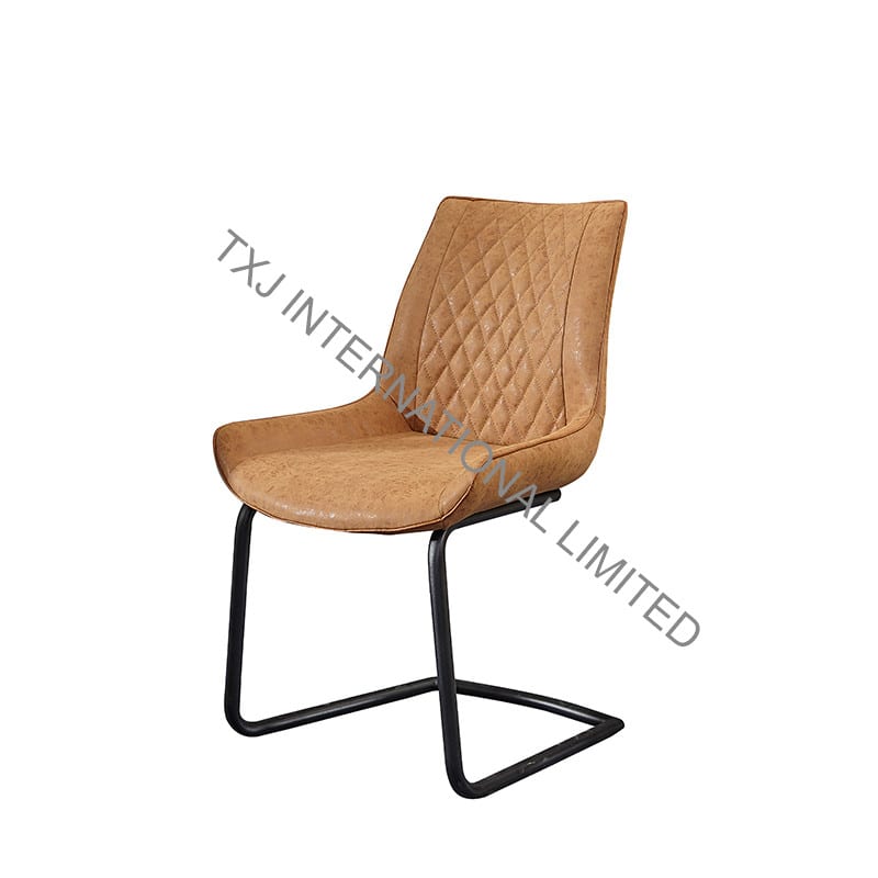 TC-1787 Vintage PU Dining Chair With Black Powder Coating Legs Featured Image