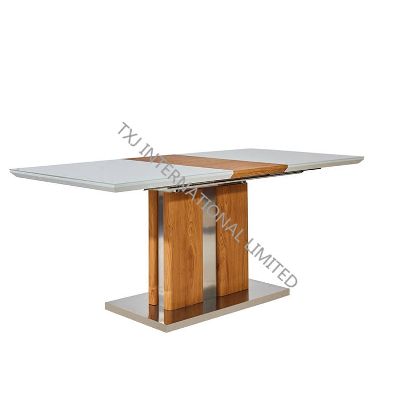 Manufacturing Companies for Wooden Furniture Lcd Tv Stand - TD-1855 MDF Extension Table with white glass – TXJ