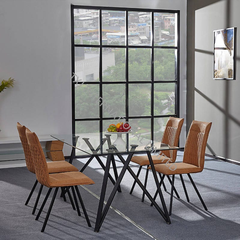 BD-1753 Tempered Glass Table with 4 Chairs Set Featured Image