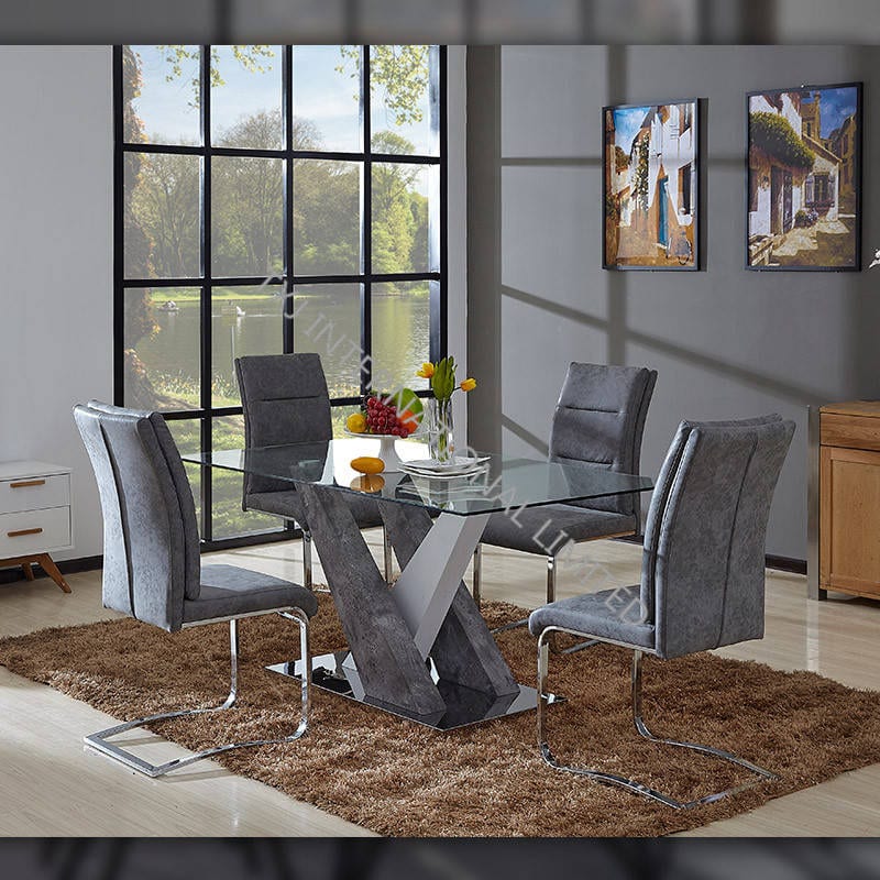TD-1772 Tempered glass hot selling dining table MDF frame Featured Image