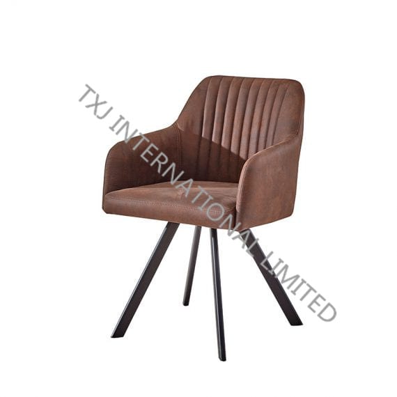 TC-1708A Fabric Dining Arm Chair With Black Powder Coating Legs Featured Image