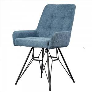 Factory Price For China Cafe European Modern Fabric Dining Chairs Metal Leg with Arms
