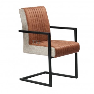 TC-2121 ARM Chair made by PU with vertical stitch and Square mental tubes with black powder coating