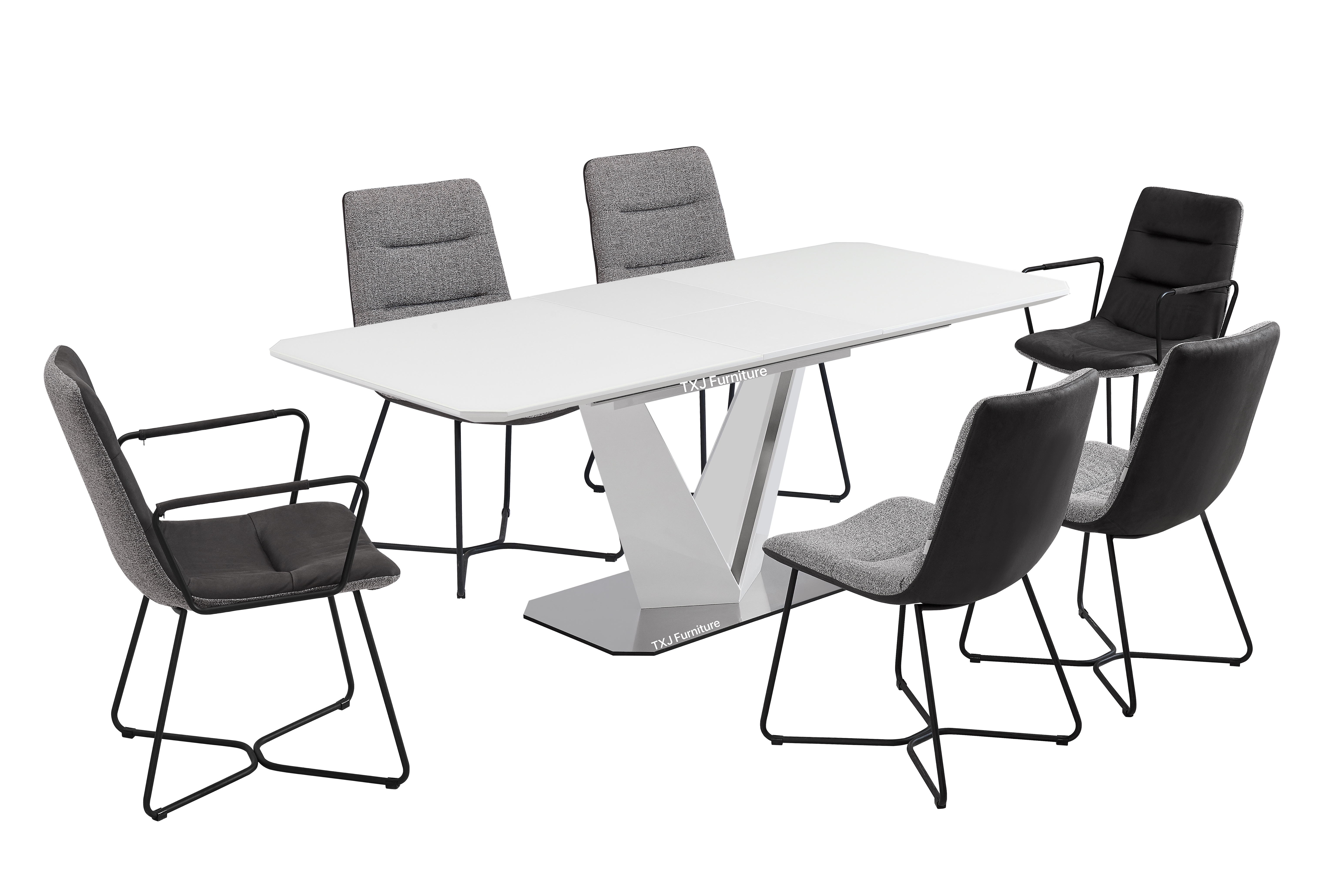 MDF with White Glass Extension Dining Table TD-2056 Featured Image