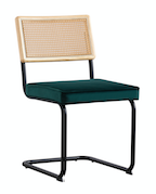 Sandra TC-2246 bow chair, rattan back with velvet fabric seat, metal leg