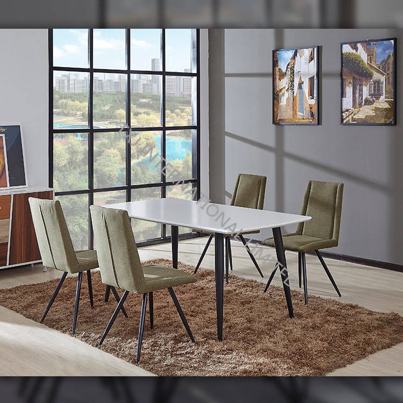 TD-1700 MDF Dining Table, high glossy white,metal frame Featured Image