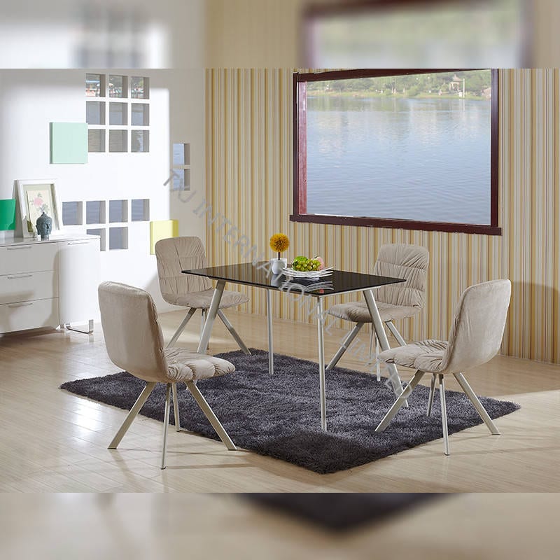2017 Latest Design Folding Computer Desk – TD-1458 Tempered Glass Dining Table With Metal Frame – TXJ