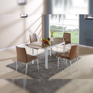 TD-1453 Brown glass extension table