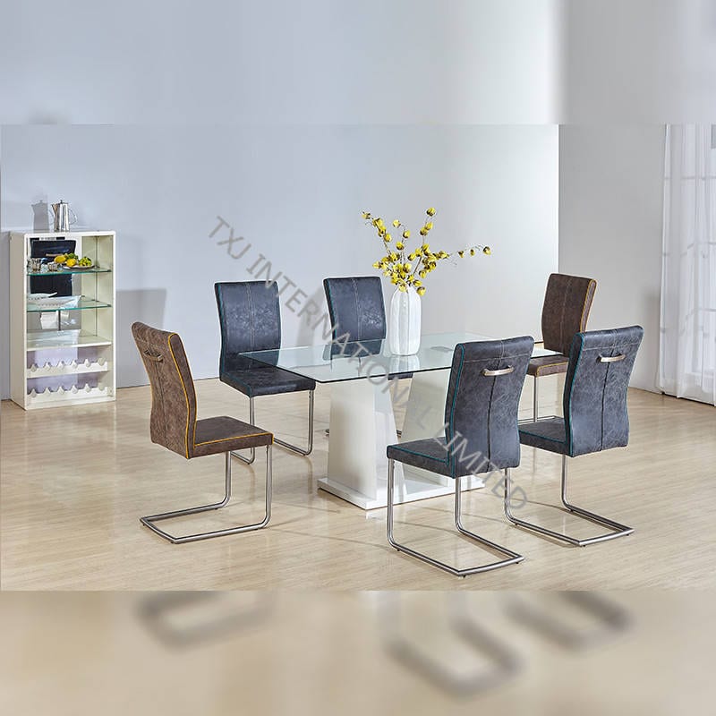 New Fashion Design for Velvet Sofa Chair - TD-1658 Clear Tempered Glass Dining Table – TXJ