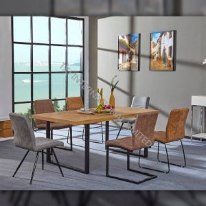 TD-1781 Oak Paper  Veneer MDF Dining Table with Black Painting Frame