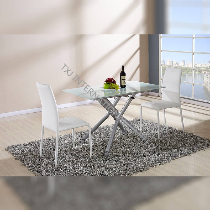 TD-1457 Tempered Glass With White Painting Dining Table Featured Image