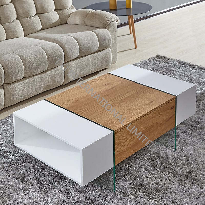 TT-1746 MDF Coffee Table Oak And White Color Featured Image