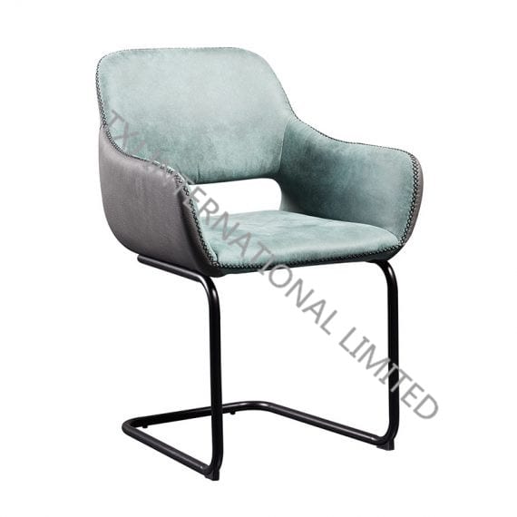 ANGEL Fabric Dining Chair Armchair With Black Powder Coating Legs Featured Image