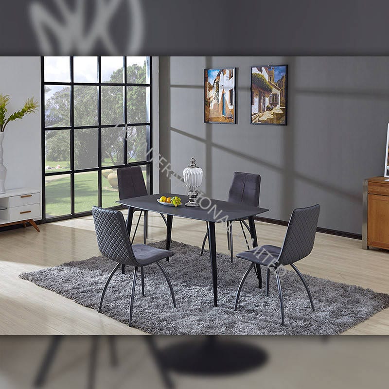 BD-1730 Grey tempered glass dining table Featured Image