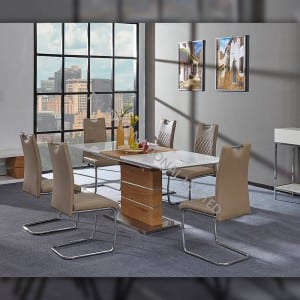 LUNA-OAK High glossy and paper veneer MDF Extension Table